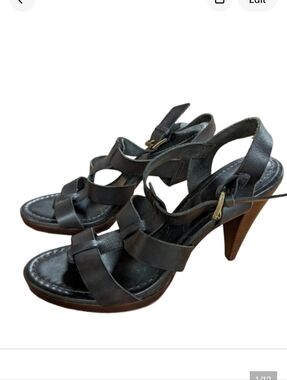 Boden Charcoal Gray Leather Heels Size 40